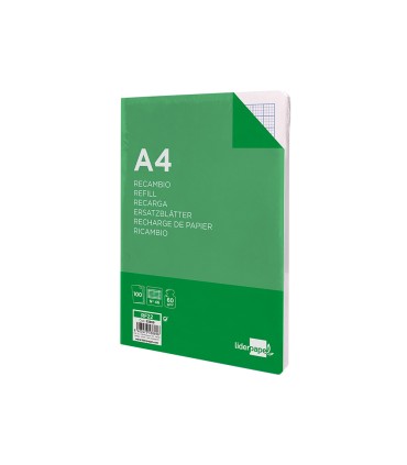 Recambio liderpapel a4 100 hojas 60g m2 rayado nº 46 4 taladros